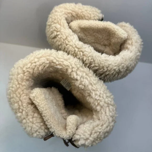 UGG Australia Upside Brown Leather Tall Winter Lace Boots Women’s Size 6 - Picture 9 of 10